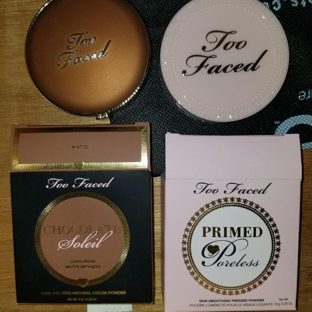 NEW Too Faced bronzer AND primer powder plus FREE PF mascara